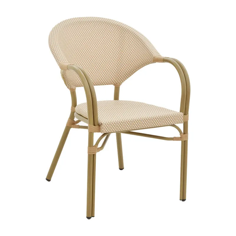Scaun de gradina Elyza, Bej - Negru, 57x62x84 cm - Bej