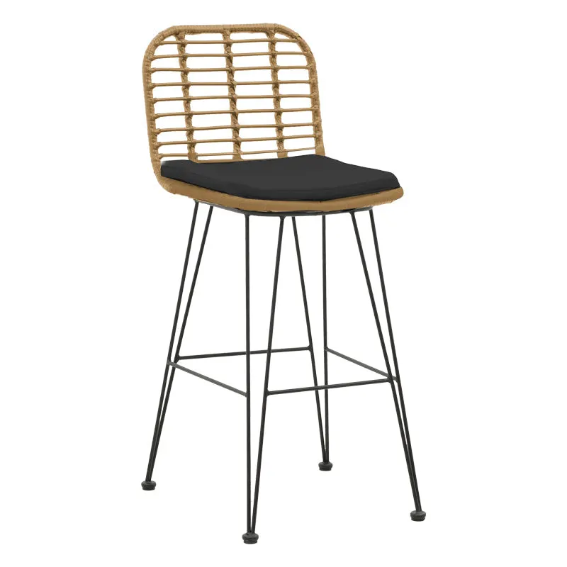 Scaun de bar Naoki, Negru - Natural, 46x56x110 cm - Natural