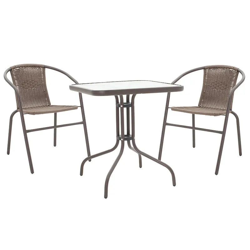 Set de gradina 3 piese Watson-Obbi, Maro - Gri inchis, 70x70x70 cm - Maro