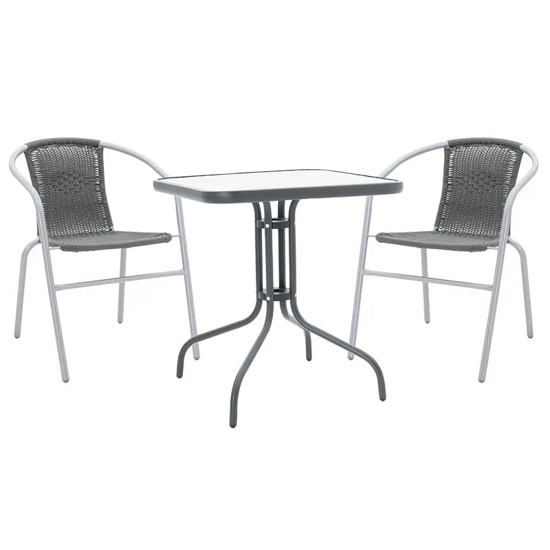 Set de gradina 3 piese Watson-Obbi, Maro - Gri inchis, 70x70x70 cm - Gri inchis