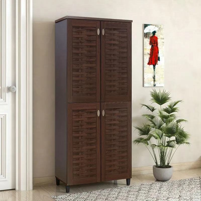 Dulap de pantofi Mantam 4 usi, 24 - 30 de perechi, Sonoma - Nuc, 78x40x170 cm - Nuc