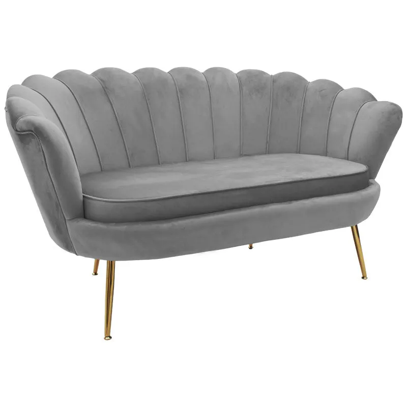 Canapea 2 locuri Daimon catifea, 134x70x77 cm - Gri