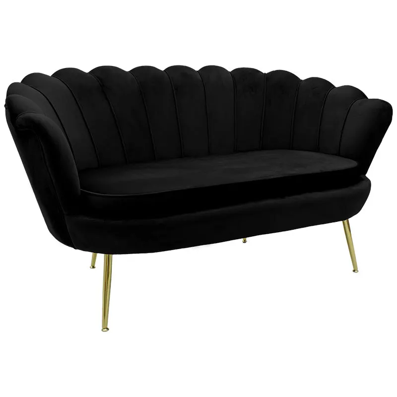 Canapea 2 locuri Daimon catifea, 134x70x77 cm - Negru