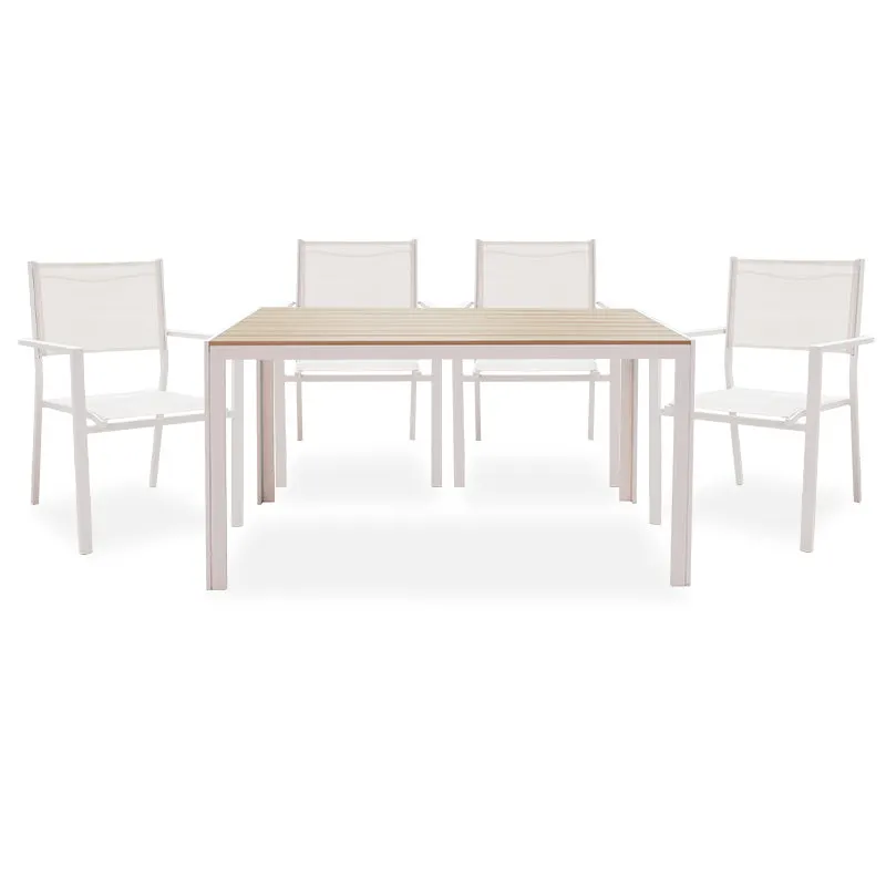 Set de gradina 5 piese Nares-Moly aluminiu texMarone, Alb - Negru, 135x200 cm - Alb