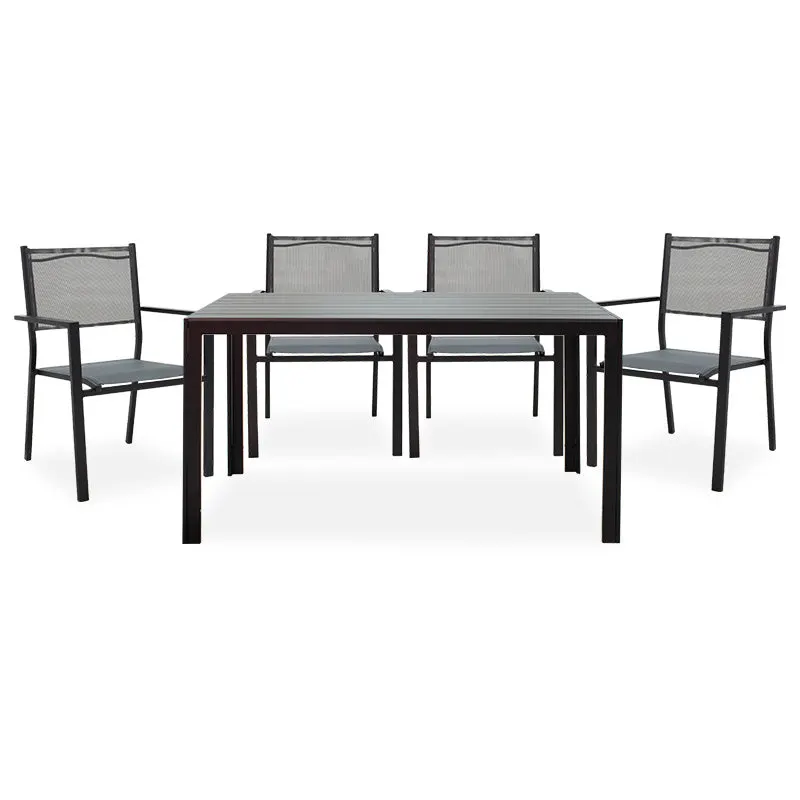 Set de gradina 5 piese Nares-Moly aluminiu texMarone, Alb - Negru, 135x200 cm - Negru