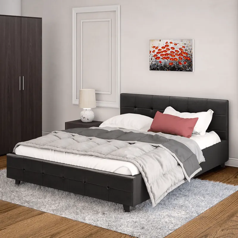 Pat dublu Roi PU cu spatiu de depozitare, 160x200 cm - Negru