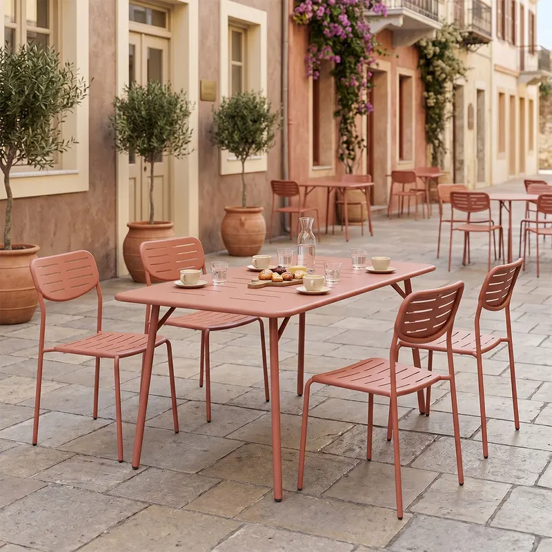 Moraja Deraby Ι set 5 piese terracotta metal, Teracotă, 140x80x72 cm - Teracotă