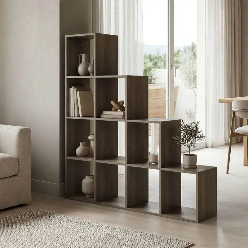 Bibliotecă Funcțională Scala, Modernă, Material Lemn, Alb - Antracit, 130x29x130 cm - Sonoma