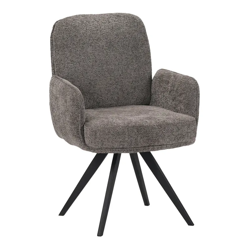 Fotoliu pivotant cu funcție Novo, Stil Modern, Material Bouclé Alb, Picioare Metal, Negru, 66x60x90 cm - BLACK - GREY