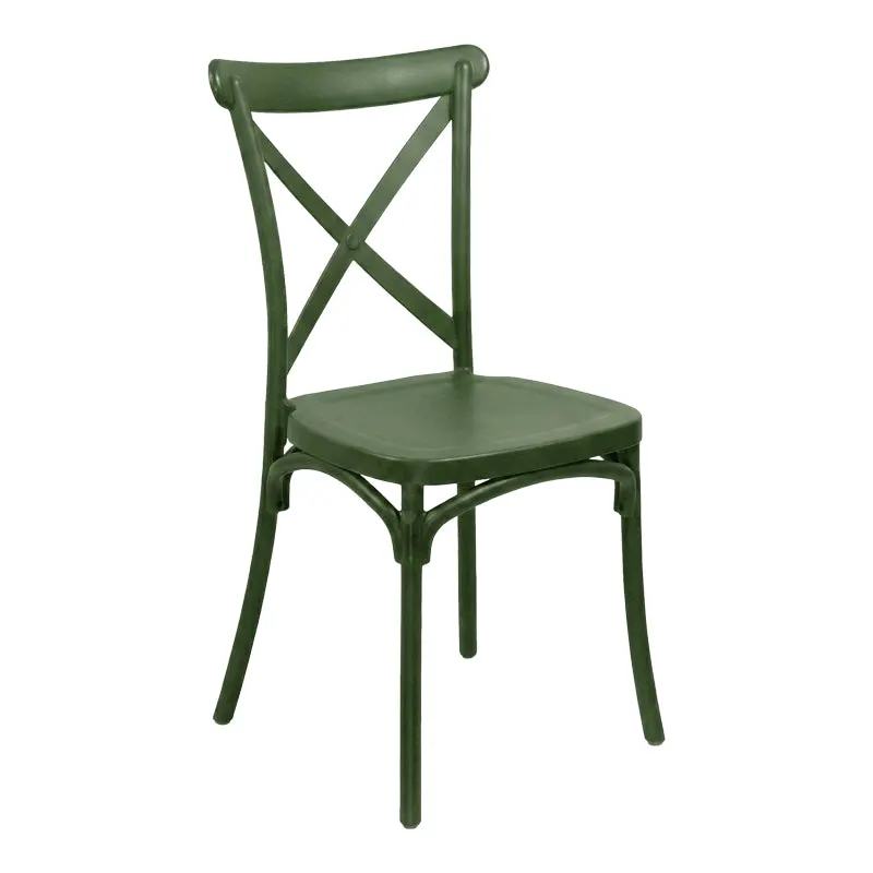 Scaun stivuibil Crossie, Polipropilenă, Verde Închis, 38x46x82 cm - Verde