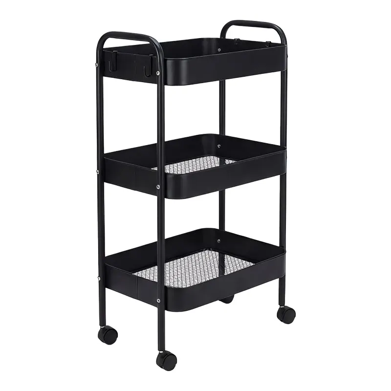 Carucior 3 Niveluri Nedea, Metal, Alb - Negru, 41x30x77 cm - Negru