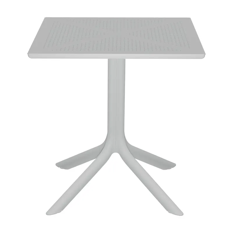 Masă modernă cu design perforat Groovy, Polipropilenă, Alb, 60x60x76 cm - Alb