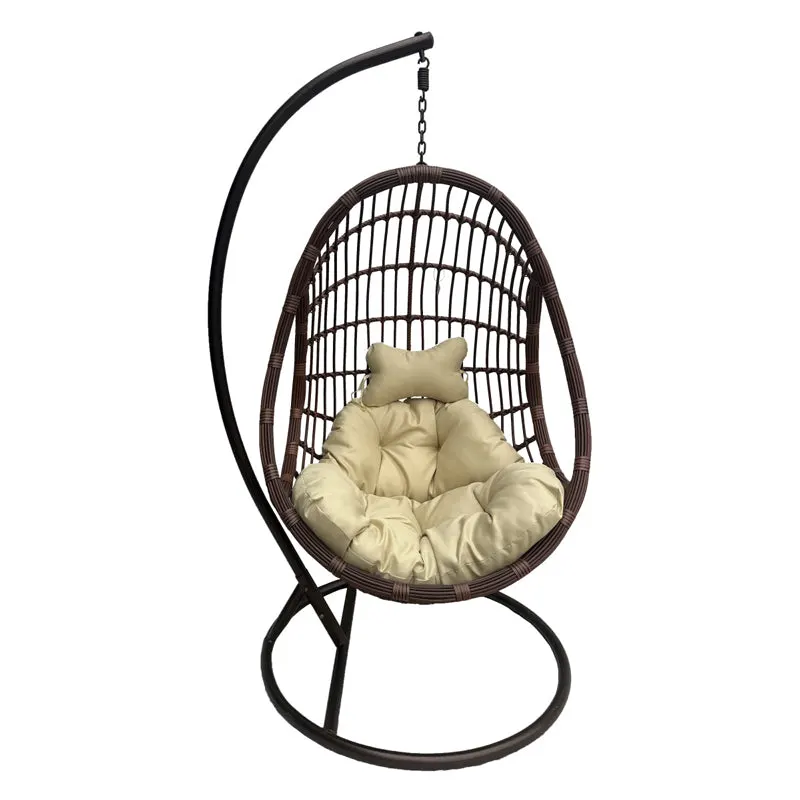 Cuib de leagan Cungo, Metal si ratan PE, 125x105x195 cm - Maro