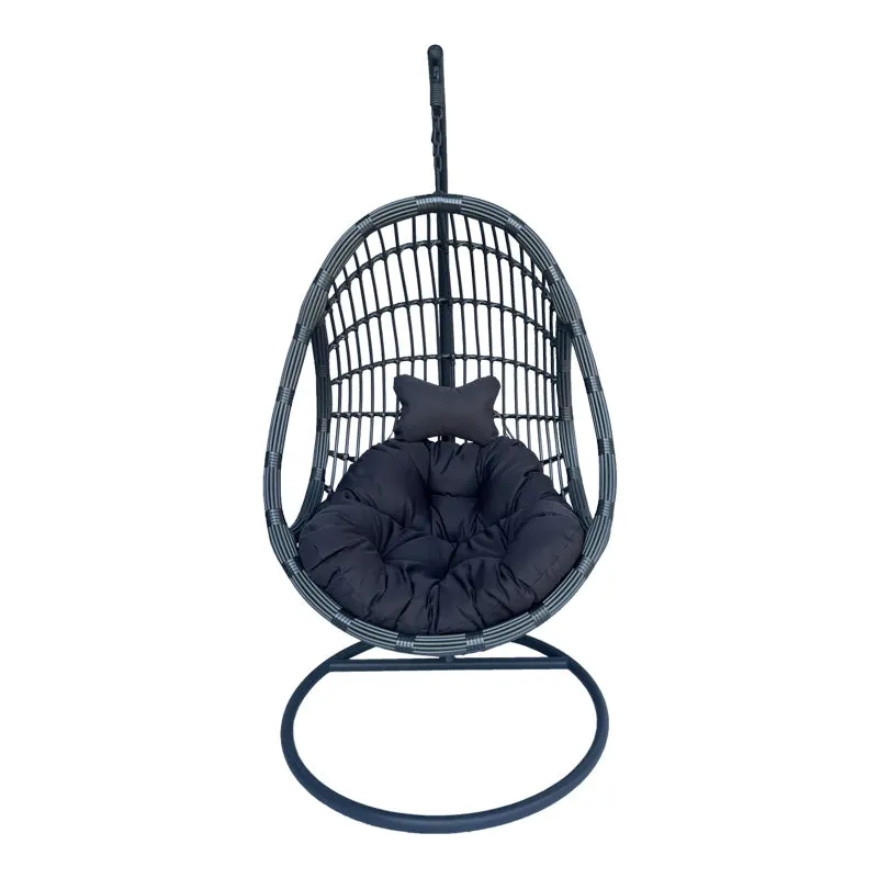Cuib de leagan Cungo, Metal si ratan PE, 125x105x195 cm - Gri