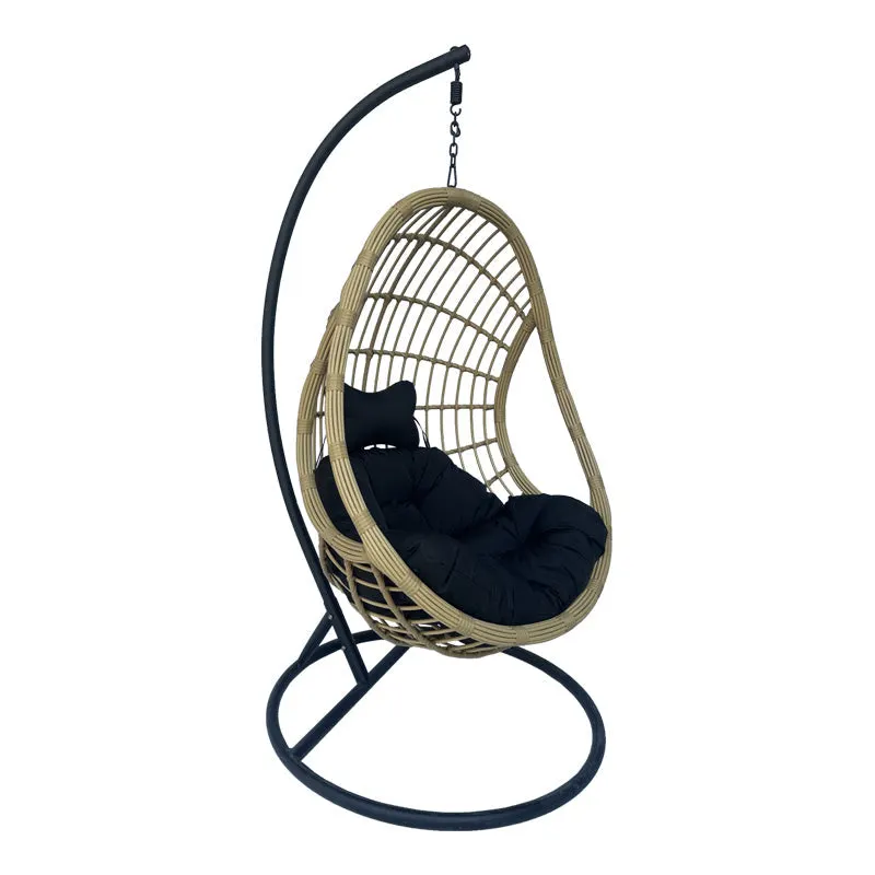 Cuib de leagan Cungo, Metal si ratan PE, 125x105x195 cm - Negru
