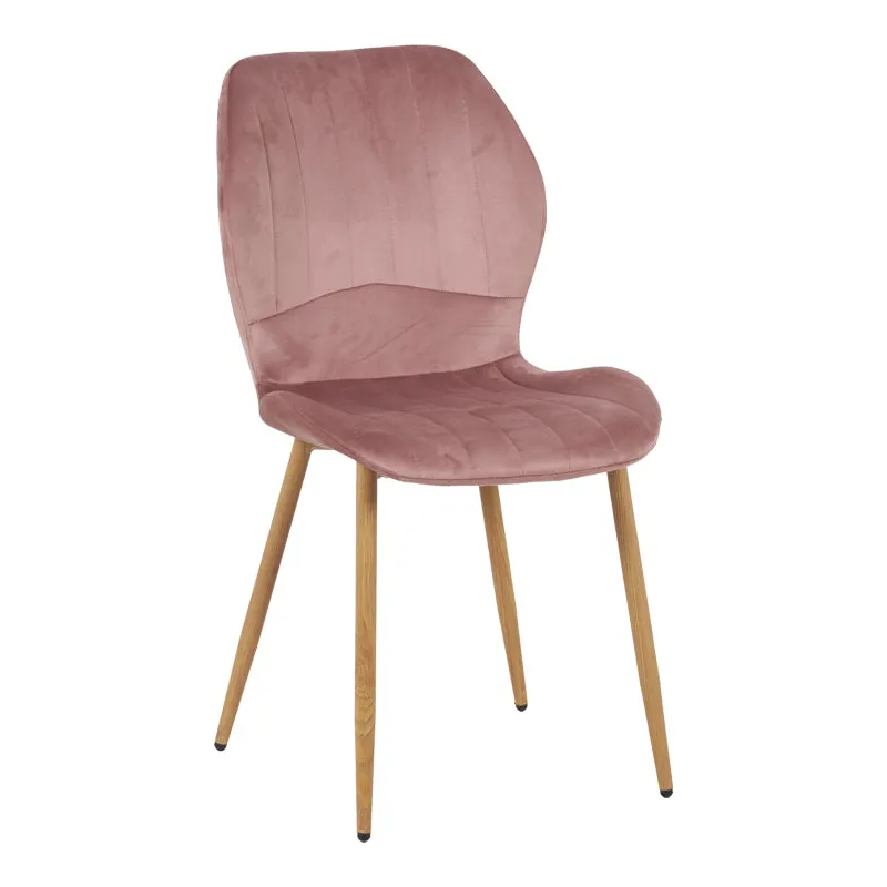 Scaun Jelour, Catifea, Picioare Metalice, Roz, 46x60x84 cm - Roz