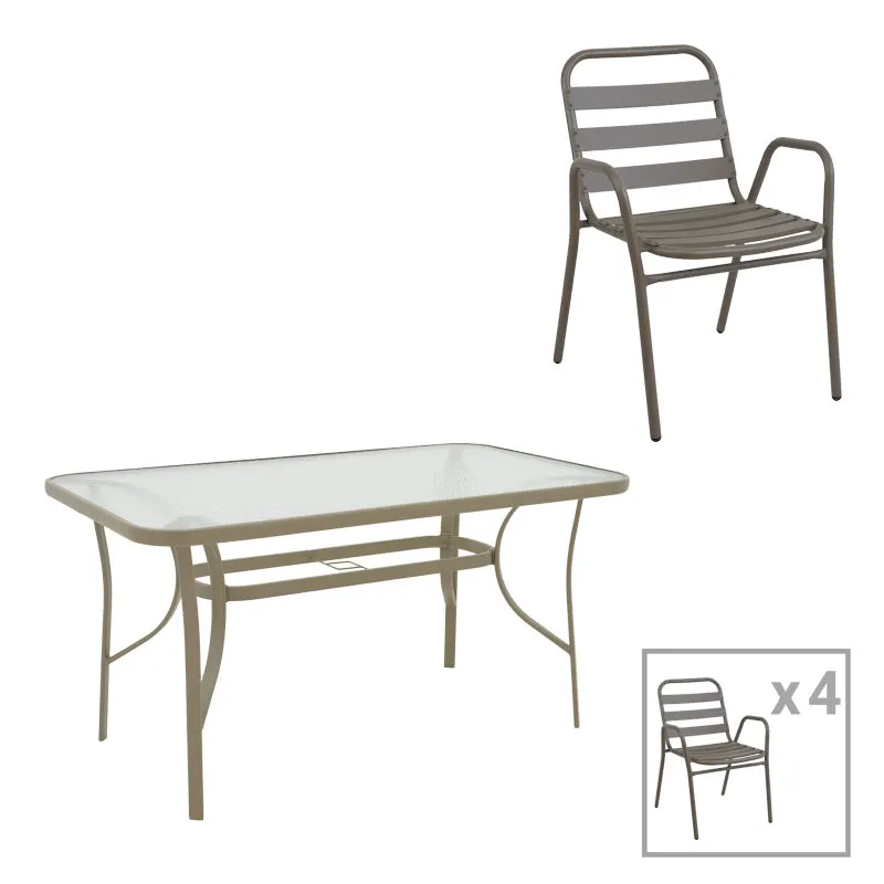 Set de masă Sussie cu funcție multifuncțională, Metal și sticlă, Multicolor, 140x80x70 cm - Multicolor