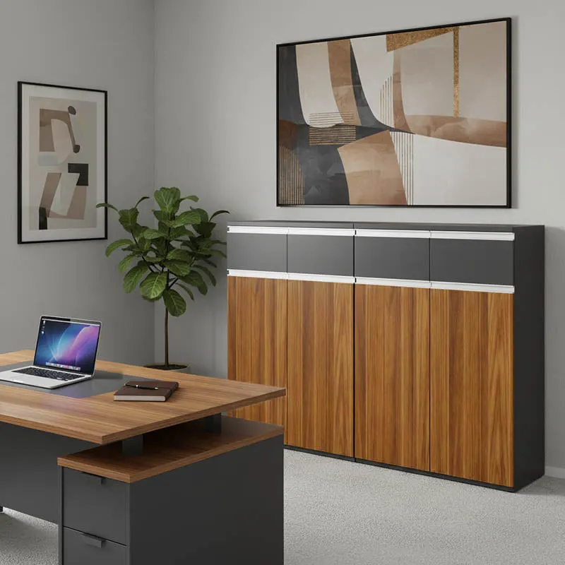 Dulap de birou profesional Oscar, Lemn, Nuc, 160x40x120 cm - Nuc