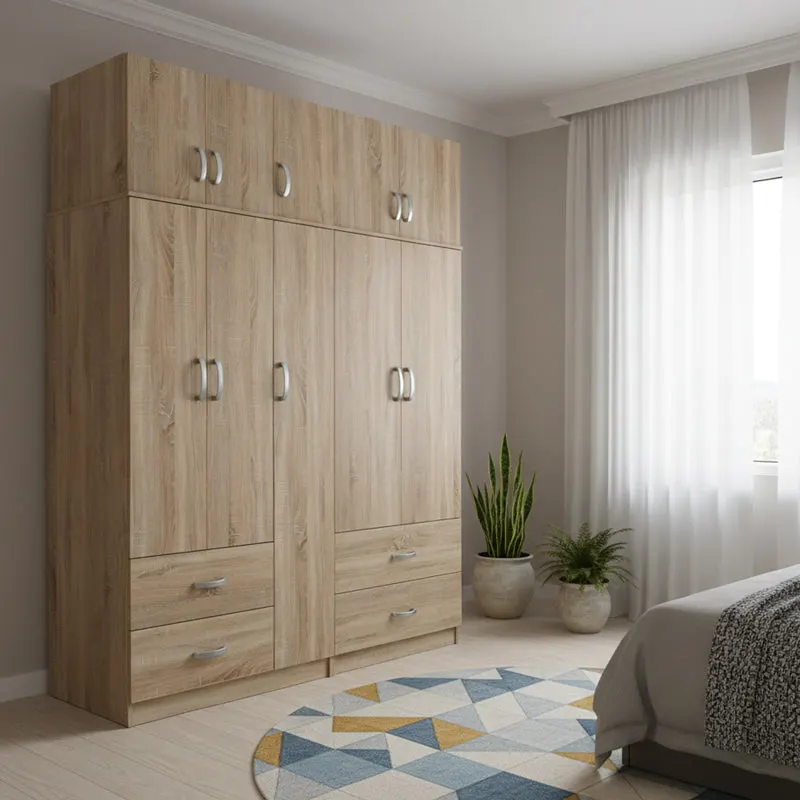 Dulap Athos cu 5 usi si loft, 170x42x240 cm - Stejar