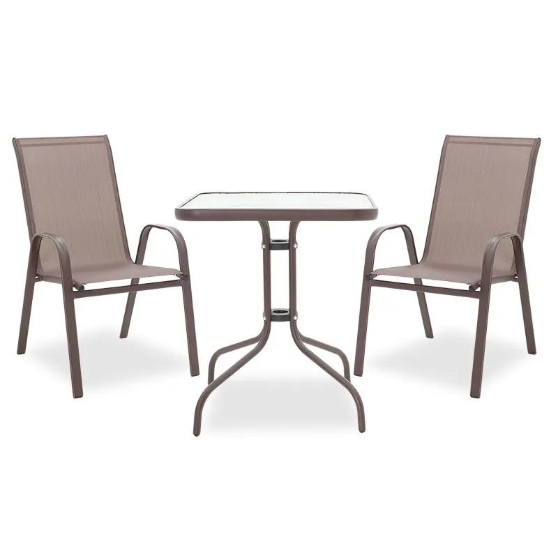 Set de gradina 3 piese Watson-Calan metal-tex Marone, 60x75x90 cm - Maro