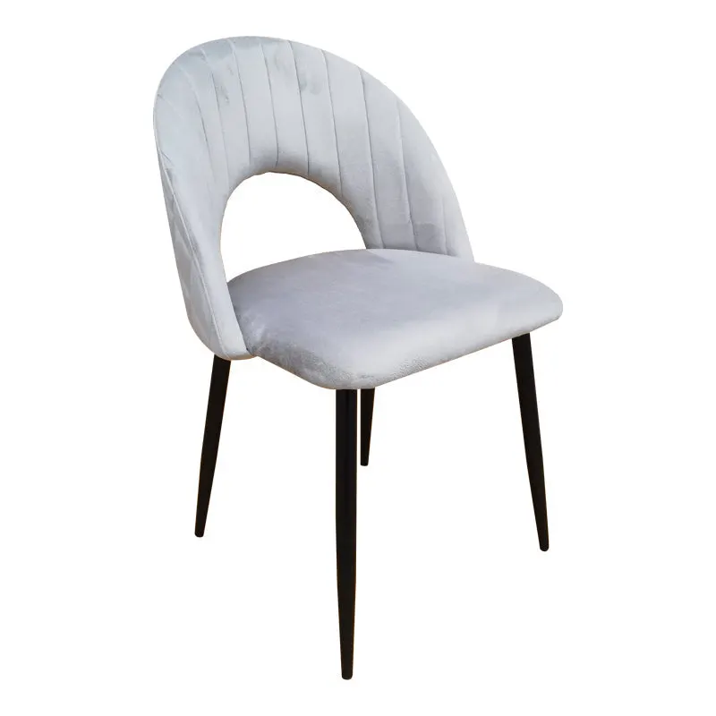 Scaun Lovingo, catifea si metal, 50x47x85 cm - Gri
