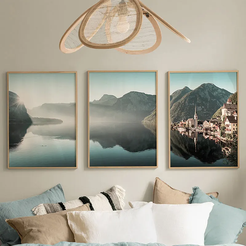 Tablou decorativ în rama Vynelle, triptic, Lemn, Multicolor, 33x48 cm - Multicolor
