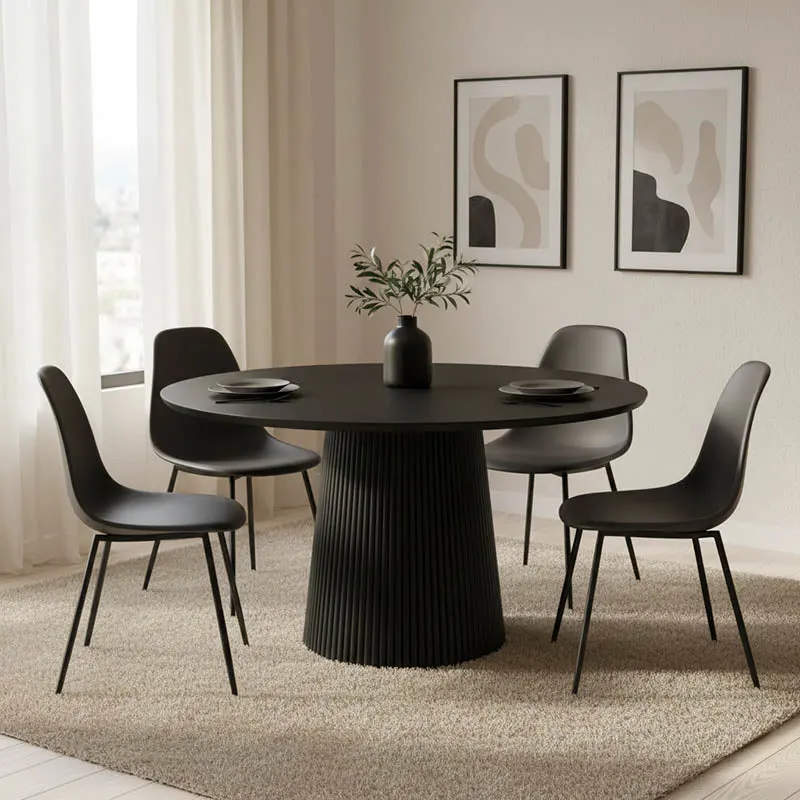 Masa din lemn masiv Canicule, Negru, Acacia, 120x75 cm., . - Negru