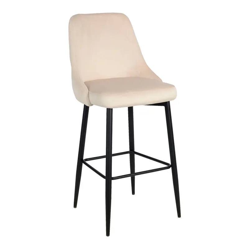 Scaun de bar Zedna, catifea si metal, 52x57x111 cm - Bej