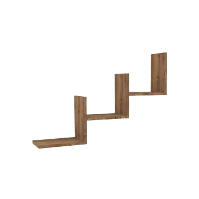 Raft de perete Mauer, finisaj nuc, lemn robust, 90x19x60 cm - Nuc