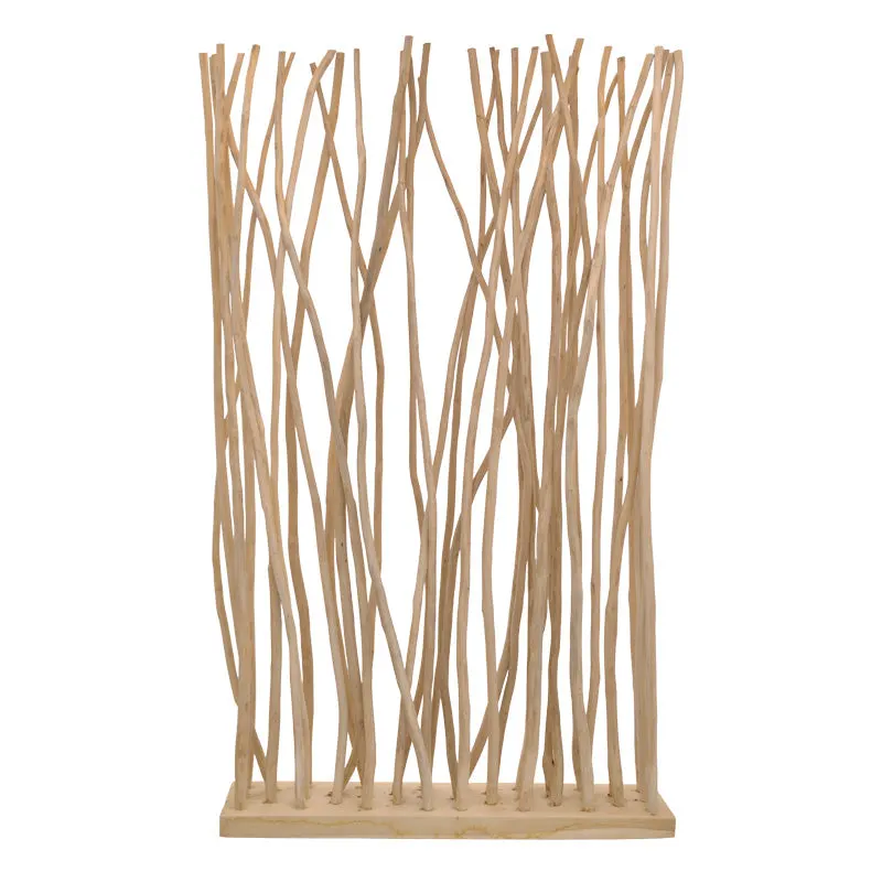 Decoratiune de perete cu etajere Barbin, Lemn Teak-Suar, Natur, 120x25x200 cm - Natur