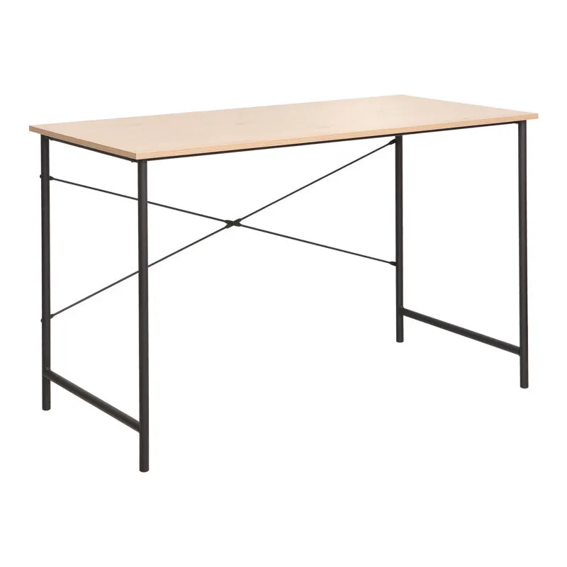 Birou de lucru Senzia, metal negru și lemn, Natural, 120x60x75 cm - Natur