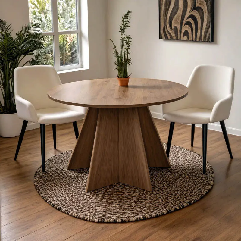 Masa rotunda cu functie extensibila Bibble, Natural - Nuc, 120x76 cm - Nuc