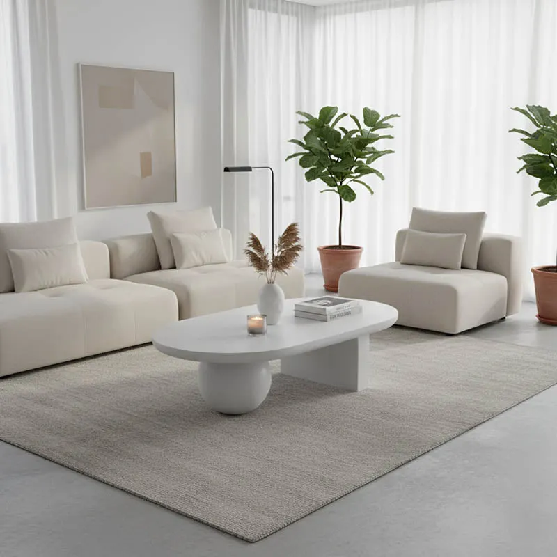 Masuta de cafea Kane, Lemn masiv de acacia, 110x72x38 cm - Alb