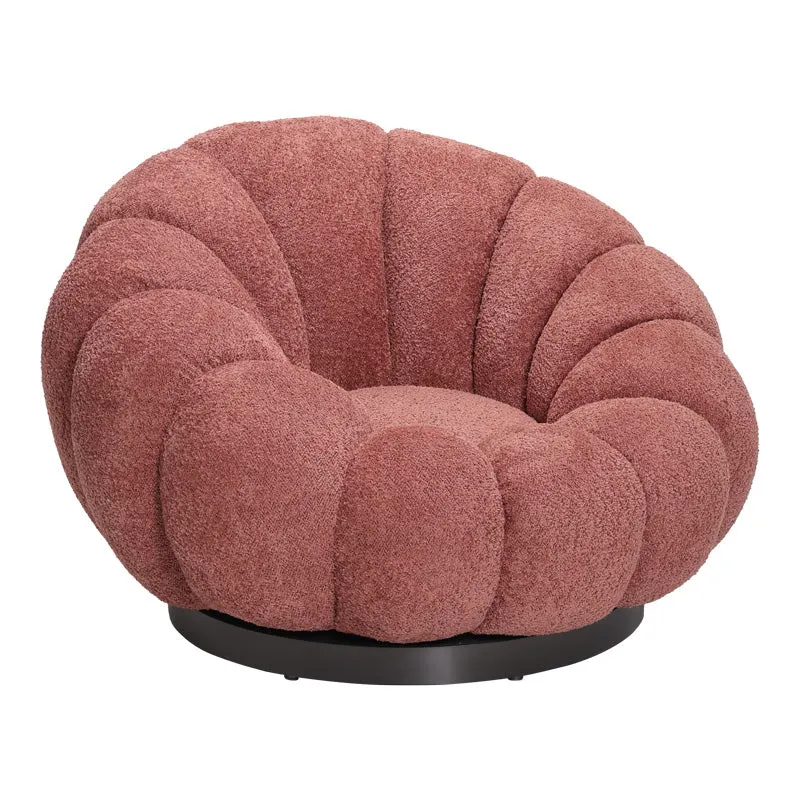 Fotoliu cu functie de pivotare Nester, Boucle, Mar Piersicat, Roz, 98x97x69 cm - Roz