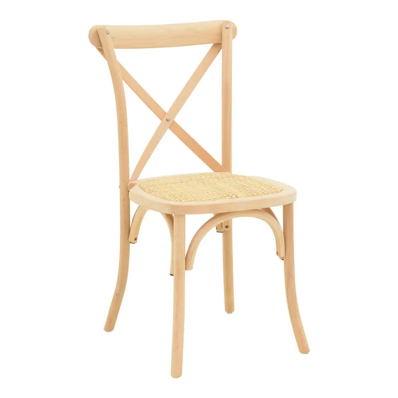 Scaun stivuibil cu șezut ratan Dylon, lemn fag neted, 48x52x89 cm - Natur