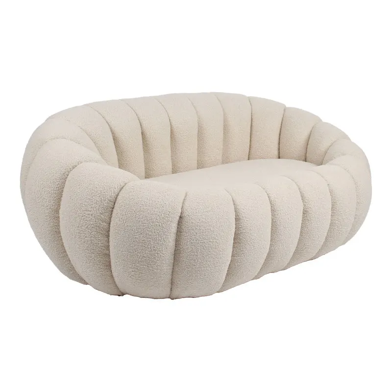 Canapea 2 locuri Yannick, Boucle, Bej, 148x92x62 cm - Bej