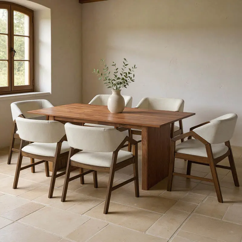 Set de sufragerie Eleganza-Livia 7 piese, nuc, 180x99x76 cm - Nuc