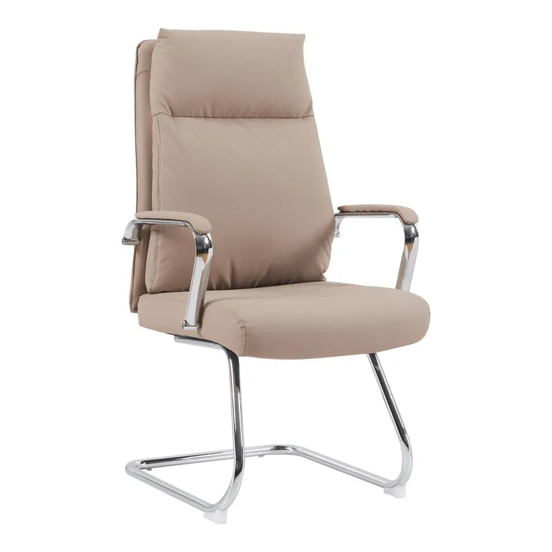 Scaun vizitator Siquel I, piele PU, 58x62x105 cm - Crem