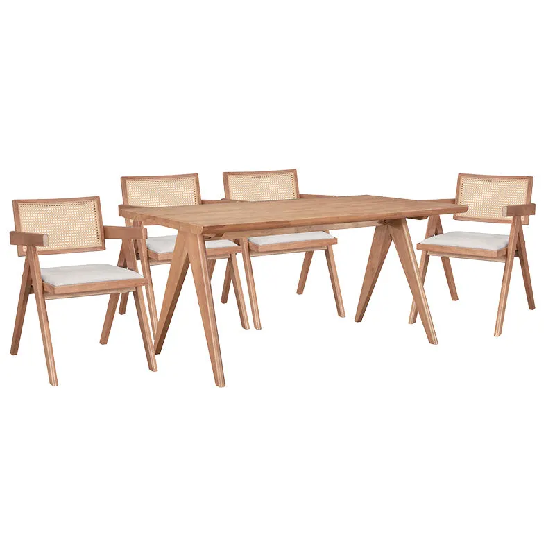 Set de sufragerie Winslow I set 5 piese din nuca deschisa, Nuc, 160x85x75 cm - Nuc