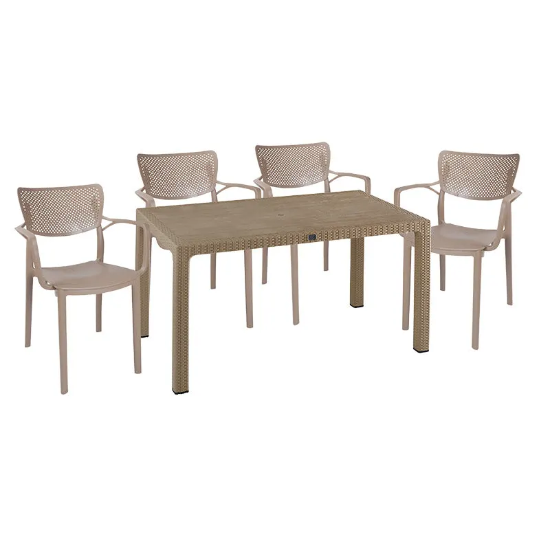 Set de Masa Explore-Forntline 5 piese, Crem, 150x90x74 cm - Bej