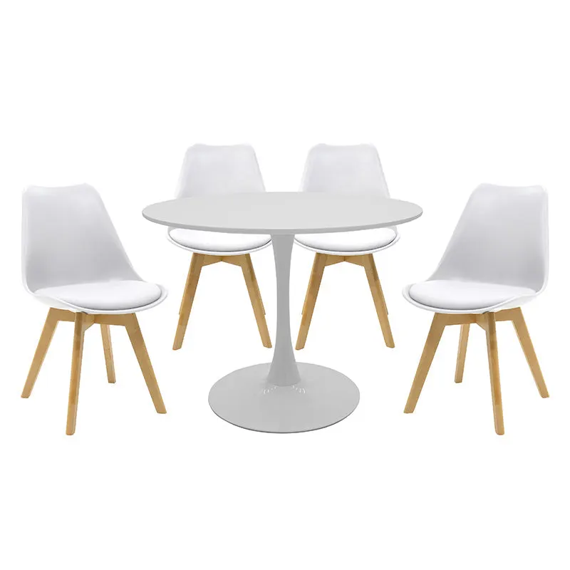 Set de Masa de 5 piese Balou-Gaston nuante, alb-Natural, D100x75 cm - Natur