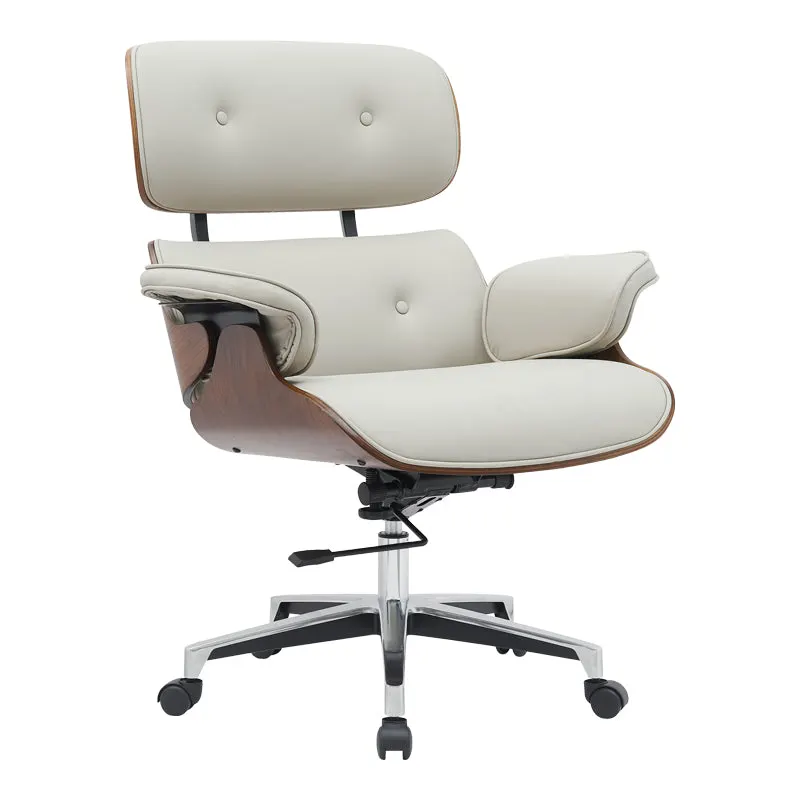 Scaun de birou manager Kobane bej baza pu-crom, 84x75x114 cm - Bej