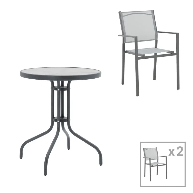 Masa Watson-Confidence Un set de 3 metal, antracit, D60x70 cm - Antracit