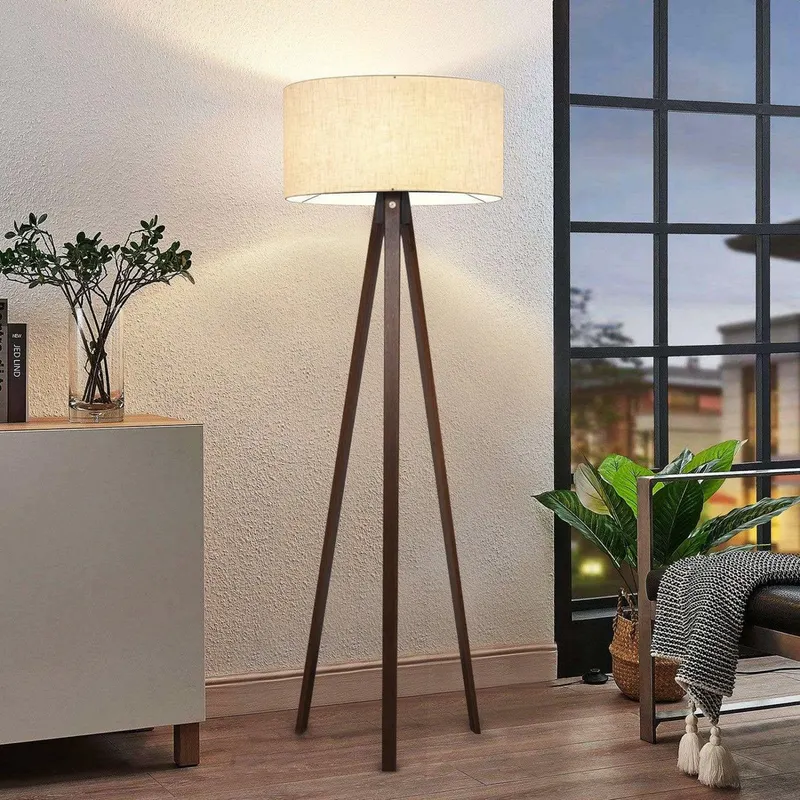 Lampadar PWL-1059, MDF si textil, D38x140 cm - Bej-Nuc