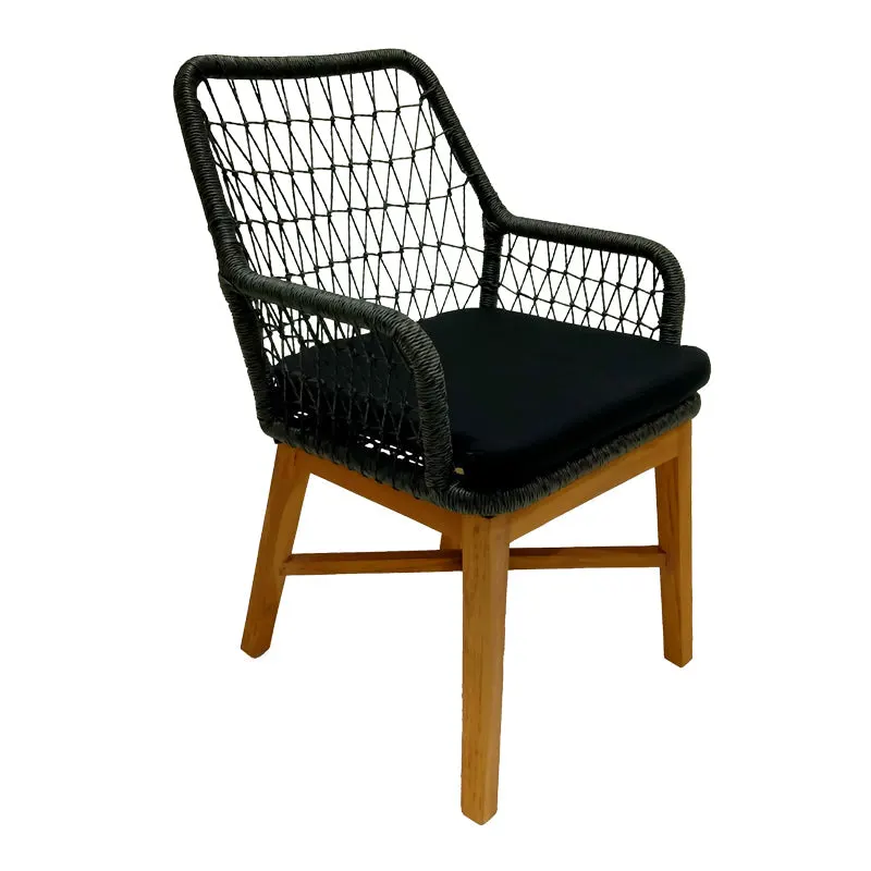 Scaun Elaiza lemn de tec si sfoara sintetica Natural cu perna, 58x60x90 cm - Natur