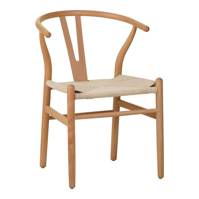 Scaun Wishbone rubberwood-rope, Natural, 60x51x80 cm - Natur