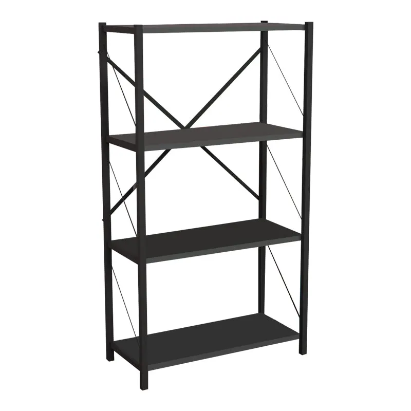 Biblioteca Jackrey stejar-metal, negru, 60x30x114 cm - Antracit