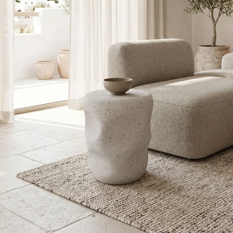 Taburet Stool Ardin, Alb - Ecru, 40x50 cm - Alb