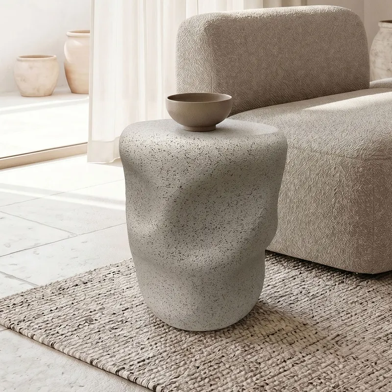 Taburet Stool Ardin, Alb - Ecru, 40x50 cm - Ecru