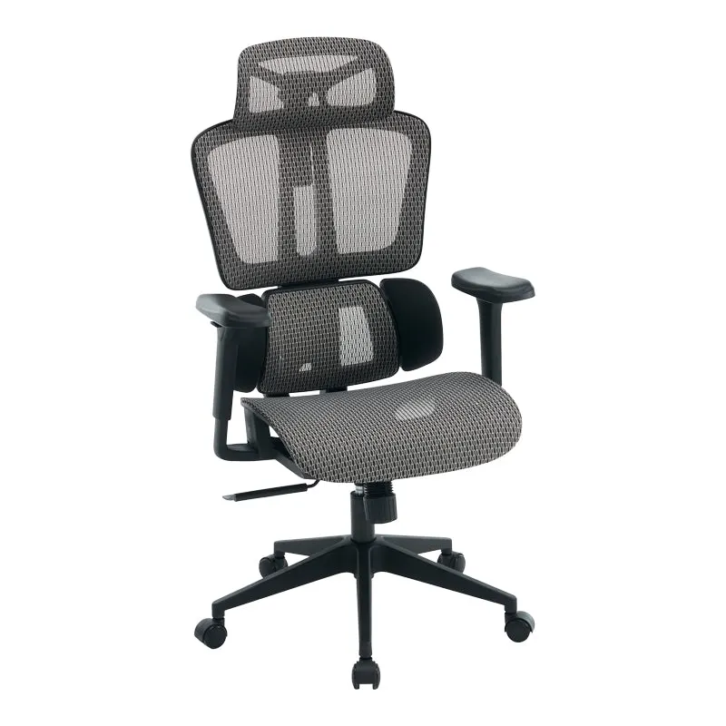 Scaun de birou ergonomic Ergo Flow, Negru-Gri, 73x64x112-135 cm - Negru